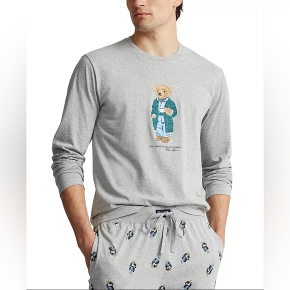 Polo Ralph Lauren Polo Bear Jogger Pajamas Set Size S/SML Heather Grey With Bear - Picture 4 of 4